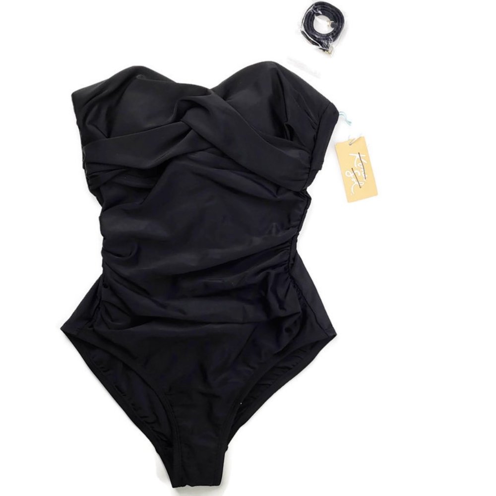 NWT Kona Sol Shirred Bandeau One Piece Swimsuit